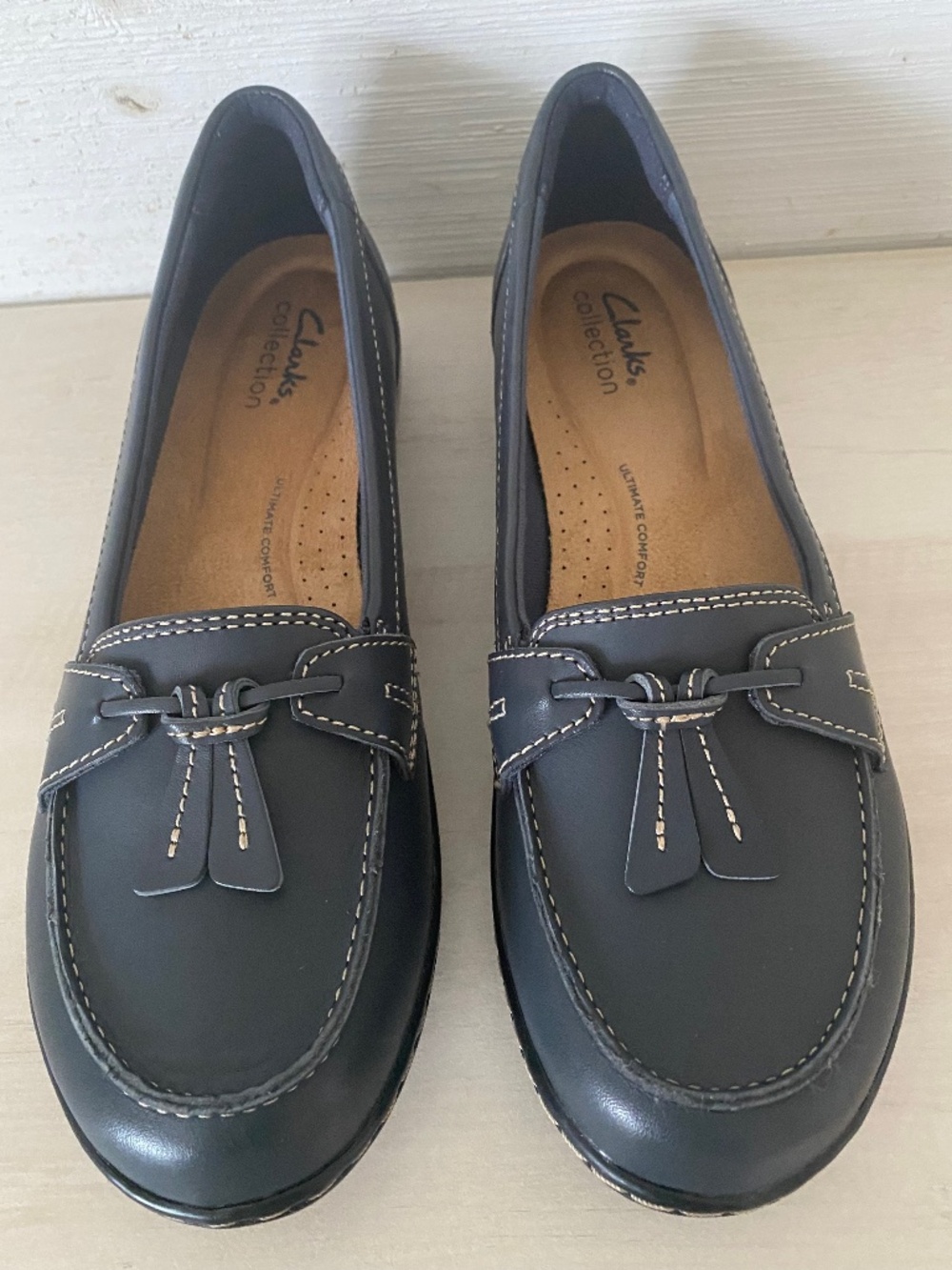 Clarks Ashland Bubble Slip-on Loafers Navy Tassels Women’s Size 8